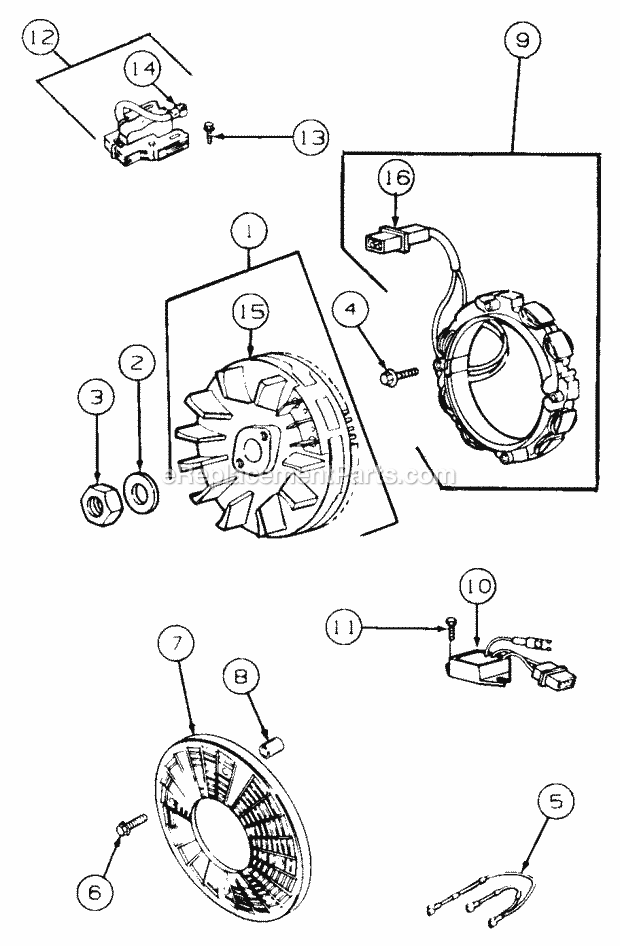 Engine Electrical Diagram and Parts List for 2164 13A-264G100 Cub Cadet Lawn Tractor